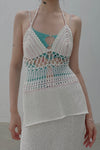 SWAYING/KNIT Beaded Embroidered Bikini Top SW22SST88 Pink/White